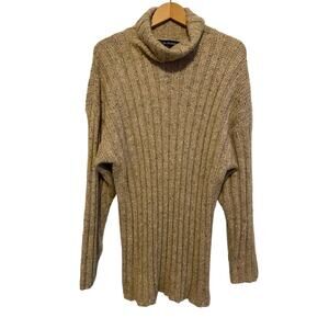 Foret De Framboise tan angora wool cowl neck sweater long solid ribbed Large